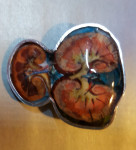 broche, zilver met giethars
